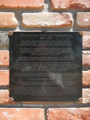 Marysville Hebrew Cemetery Marker image. Click for full size.