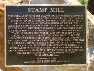 Stamp Mill Marker. Click for full size. Stamp Mill Marker image. Click for full size.