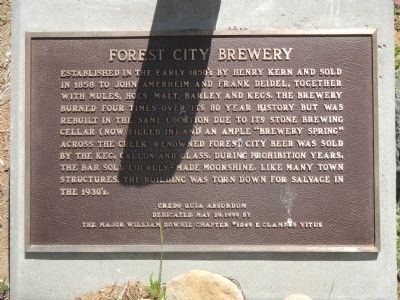 Forest City Brewery Marker. Click for full size. Forest City Brewery Marker image. Click for full size.