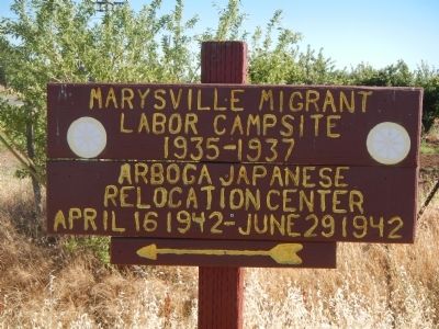 Marysville Migrant Labor Campsite Marker. Click for full size. Marysville Migrant Labor Campsite Marker image. Click for full size.