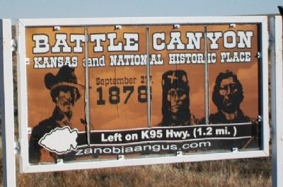 Battle Canyon, 1878 Sign on Kansas Route 96 image. Click for full size.