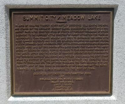 Summit City/Meadow Lake Marker image. Click for full size.