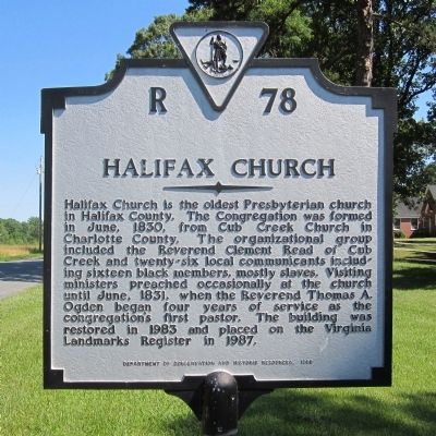 Halifax Church Marker image. Click for full size.