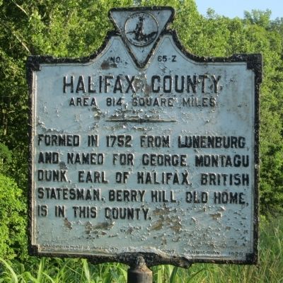 Halifax County Marker (reverse) image. Click for full size.