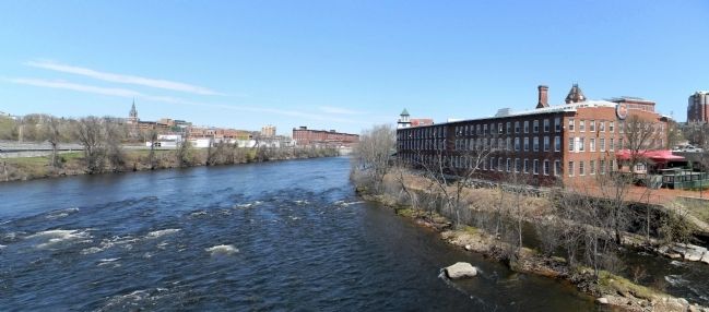 Buildings of the Amoskeag Mills on the banks of the Merrimac River today. Click for full size. Buildings of the Amoskeag Mills on the banks of the Merrimac River today image. Click for full size.