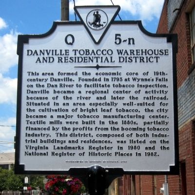 Danville Tobacco Warehouse and Residential District Marker image. Click for full size.
