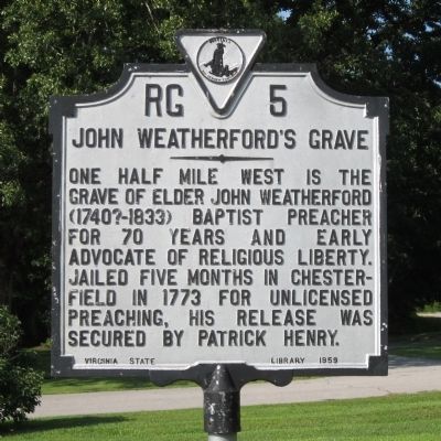 John Weatherford's Grave Marker. Click for full size. John Weatherford's Grave Marker image. Click for full size.