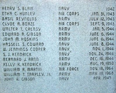 Callands War Memorial Honor Roll image. Click for full size.