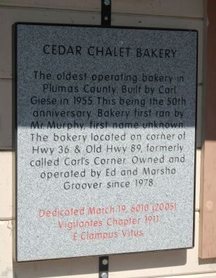Cedar Chalet Bakery Marker image. Click for full size.