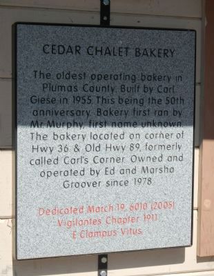 Cedar Chalet Bakery Marker image. Click for full size.