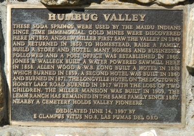 Humbug Valley Marker. Click for full size. Humbug Valley Marker image. Click for full size.