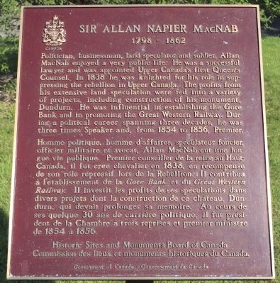 Sir Allan Napier MacNab Marker image. Click for full size.