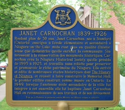 Janet Carnochan 1839 - 1926 Marker image. Click for full size.
