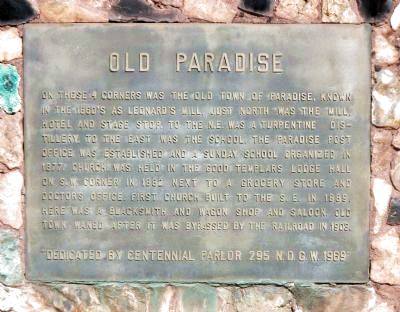 Old Paradise Marker. Click for full size. Old Paradise Marker image. Click for full size.