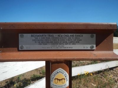 Beckwourth Trail – New England Ranch Marker. Click for full size. Beckwourth Trail – New England Ranch Marker image. Click for full size.