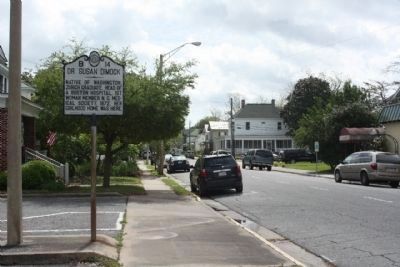 Dr. Susan Dimock Marker seen looking southeast along East Main Street image. Click for full size.
