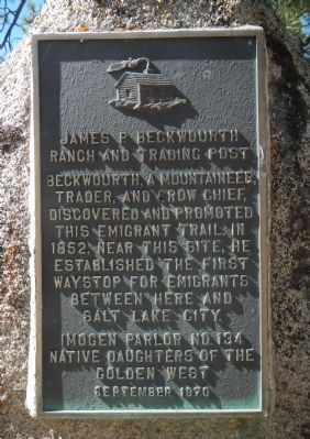 James P. Beckwourth Ranch and Trading Post Marker image. Click for full size.