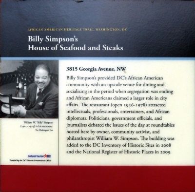 Billy Simpson's House of Seafood and Steaks Marker. Click for full size. Billy Simpson's House of Seafood and Steaks Marker image. Click for full size.