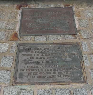 Inscriptions on two panels in the south deck of the base below the statue's pedestal. Click for full size. Inscriptions on two panels in the south deck of the base below the statue's pedestal image. Click for full size.