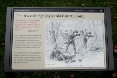 The Race for Spotsylvania Court House Marker. Click for full size. The Race for Spotsylvania Court House Marker image. Click for full size.