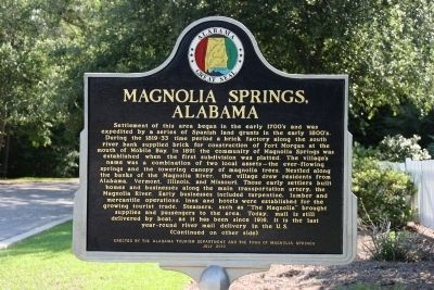 Magnolia Springs, Alabama Marker (Front) image. Click for full size.