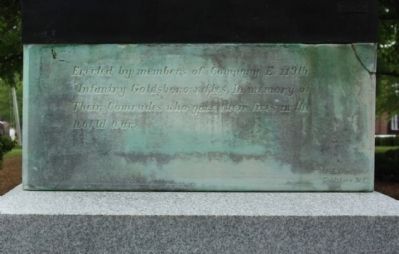 Company E, 119th Infantry, Goldsboro Rifles World War I Monument West face image. Click for full size.