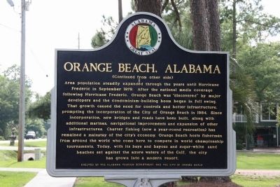 Orange Beach, Alabama Marker (Reverse). Click for full size. Orange Beach, Alabama Marker (Reverse) image. Click for full size.