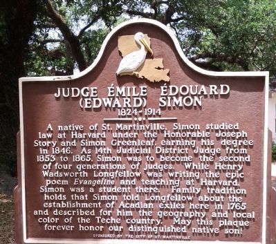 Judge Émile Édouard (Edward) Simon Marker. Click for full size. Judge Émile Édouard (Edward) Simon Marker image. Click for full size.