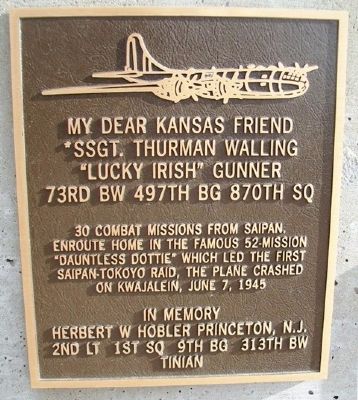 SSgt Thurman Walling Marker. Click for full size. SSgt Thurman Walling Marker image. Click for full size.