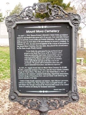 Mount Mora Cemetery Marker. Click for full size. Mount Mora Cemetery Marker image. Click for full size.