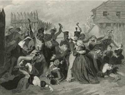 Early depiction of the battle at Fort Mims image. Click for full size.