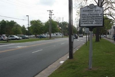 Harmony Hall Marker looking eastward image. Click for full size.