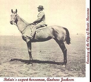 "Belair's expert horseman, Andrew Jackson" image. Click for full size.