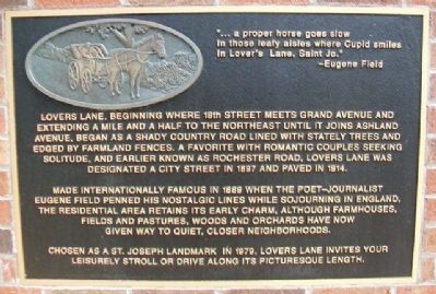 Eugene Field's Lovers Lane Marker. Click for full size. Eugene Field's Lovers Lane Marker image. Click for full size.