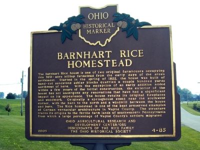 Barnhart Rice Homestead / Frederick Rice Marker image. Click for full size.