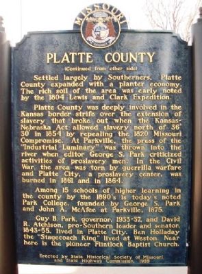Platte County Marker (back) image. Click for full size.