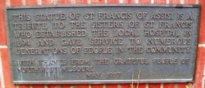 Sisters of St. Francis Marker. Click for full size. Sisters of St. Francis Marker image. Click for full size.