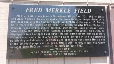 Fred Merkle Field Marker image. Click for full size.