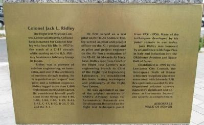Colonel Jack L. Ridley Marker image. Click for full size.