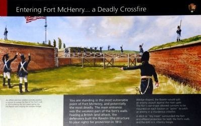 Entering Fort McHenry ... A Deadly Crossfire Marker image. Click for full size.
