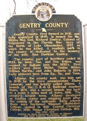 Gentry County Marker (front) image. Click for full size.