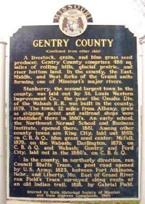 Gentry County Marker (back) image. Click for full size.