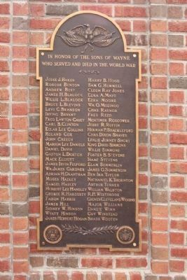 Wayne County Veterans Memorial plaque 1 , World War I image. Click for full size.