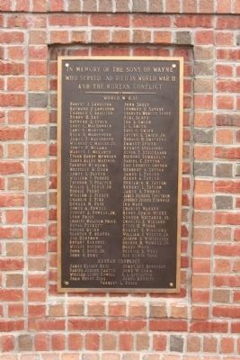Wayne County Veterans Memorial Marker, WWII and Korea-continued. Click for full size. Wayne County Veterans Memorial Marker, WWII and Korea-continued image. Click for full size.