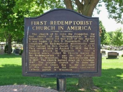 First Redemptorist Church in America Marker. Click for full size. First Redemptorist Church in America Marker image. Click for full size.