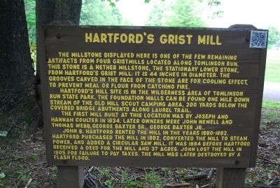 Hartford's Grist Mill Marker image. Click for full size.