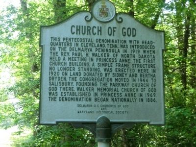 Church of God Marker image. Click for full size.