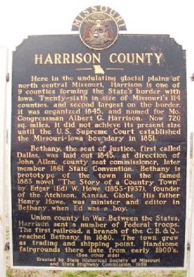Harrison County Marker (front) image. Click for full size.
