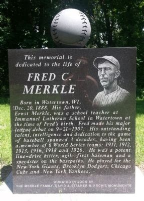 Fred C. Merkle Marker. Click for full size. Fred C. Merkle Marker image. Click for full size.