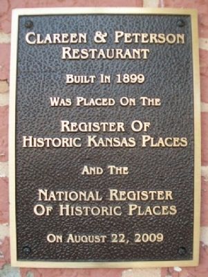 Clareen & Peterson Restaurant NRHP Marker. Click for full size. Clareen & Peterson Restaurant NRHP Marker image. Click for full size.
